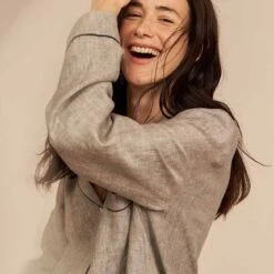 Grey Linen Pyjama Shirt (Top Only) -Home Luxury Store Piglet in Bed Linen Pyjama Trouser Set Grey 4 77d693c3 7758 4ef7 9468 e1371cb8f0c6