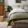 Botanical Green Gingham Linen Quilt -Home Luxury Store Piglet in Bed Linen Quilt Botanical Green Gingham 1