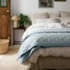 Warm Blue Gingham Linen Quilt 1 Warm Blue Gingham Linen Quilt -Home Luxury Store Piglet in Bed Linen Quilt Warm Blue 1