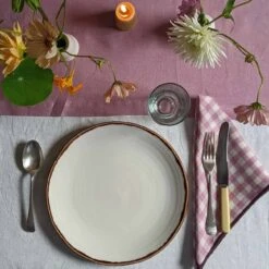 Raspberry Linen Table Runner -Home Luxury Store Piglet in Bed Linen Table Runner Raspberry Lifestyle 3