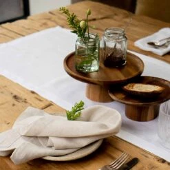 White Linen Table Runner -Home Luxury Store Piglet in Bed Linen Table Runner White 14