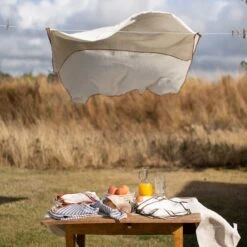 Oatmeal Stripe Linen Tablecloth 9 Oatmeal Stripe Linen Tablecloth -Home Luxury Store Piglet in Bed Linen Tablecloth Oatmeal Stripe Lifestyle 4