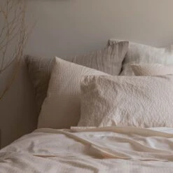 Cloud Cream Seersucker Cotton Pillowcases (Pair) -Home Luxury Store Piglet in Bed Seersucker Cotton Bedding Cloud Cream Lifestyle 2