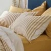 Ochre Seersucker Stripe Cotton Pillowcases (Pair) -Home Luxury Store Piglet in Bed Seersucker Stripe Bedding Ochre 3
