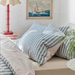 New Arrival 3 Warm Blue Seersucker Stripe Cotton Pillowcases (Pair)