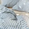 Single Warm Blue Seersucker Stripe Cotton Duvet Cover -Home Luxury Store Piglet in Bed Seersucker Stripe Bedding Warm Blue 4 8e16cede 1c45 4c81 bd21 35ae5accfb68