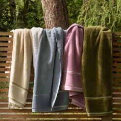 Botanical Green Bath Towel -Home Luxury Store Piglet in Bed Terry Cotton Bath Towel Botanic Green Lifestyle 2