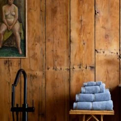 Warm Blue Bath Towel -Home Luxury Store Piglet in Bed Terry Cotton Bath Towel Warm Blue Lifestyle 1