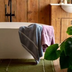 Warm Blue Bath Towel -Home Luxury Store Piglet in Bed Terry Cotton Bath Towel Warm Blue Lifestyle 2