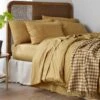 Butterscotch Washed Cotton Percale Flat Sheet -Home Luxury Store Piglet in Bed Washed Cotton Bedding Butterscotch Flat Sheet 1
