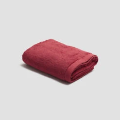 Mineral Red Organic Cotton Bath Towel -Home Luxury Store PigletinBed BathroomCollection OrganicCottonBathTowel MineralRed 1 GreyBG