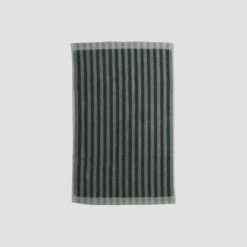 Pine Green Pembroke Stripe Cotton Bath Mat -Home Luxury Store PigletinBed BathroomCollection PembrokeStripeCottonBathMat PineGreen 2 GreyBG