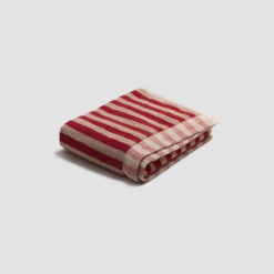 Sandstone Red Pembroke Stripe Cotton Bath Mat 10 Sandstone Red Pembroke Stripe Cotton Bath Mat -Home Luxury Store PigletinBed BathroomCollection PembrokeStripeCottonBathMat SandstoneRed 1 GreyBG
