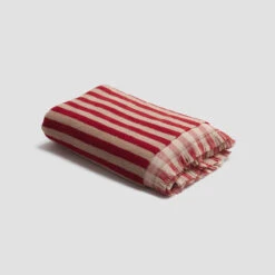 Sandstone Red Pembroke Stripe Cotton Bath Towel -Home Luxury Store PigletinBed BathroomCollection PembrokeStripeCottonBathTowel SandstoneRed 1 GreyBG