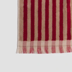 Sandstone Red Pembroke Stripe Cotton Bath Towel -Home Luxury Store PigletinBed BathroomCollection PembrokeStripeCottonDetail SandstoneRed 1 GreyBG 1c26d863 f740 4cc7 bf1f 7ab2479446e8