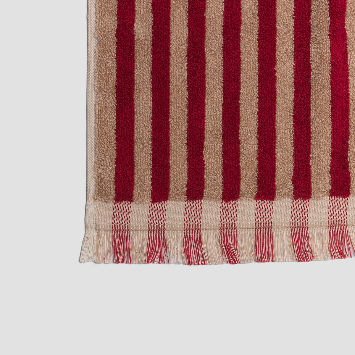 Sandstone Red Pembroke Stripe Cotton Hand Towel 6 Sandstone Red Pembroke Stripe Cotton Hand Towel - Image 4