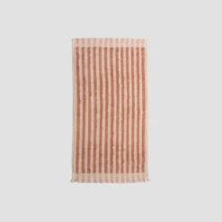 Sand Shell Pembroke Stripe Cotton Hand Towel -Home Luxury Store PigletinBed BathroomCollection PembrokeStripeCottonHandTowel SandShell 2 GreyBG