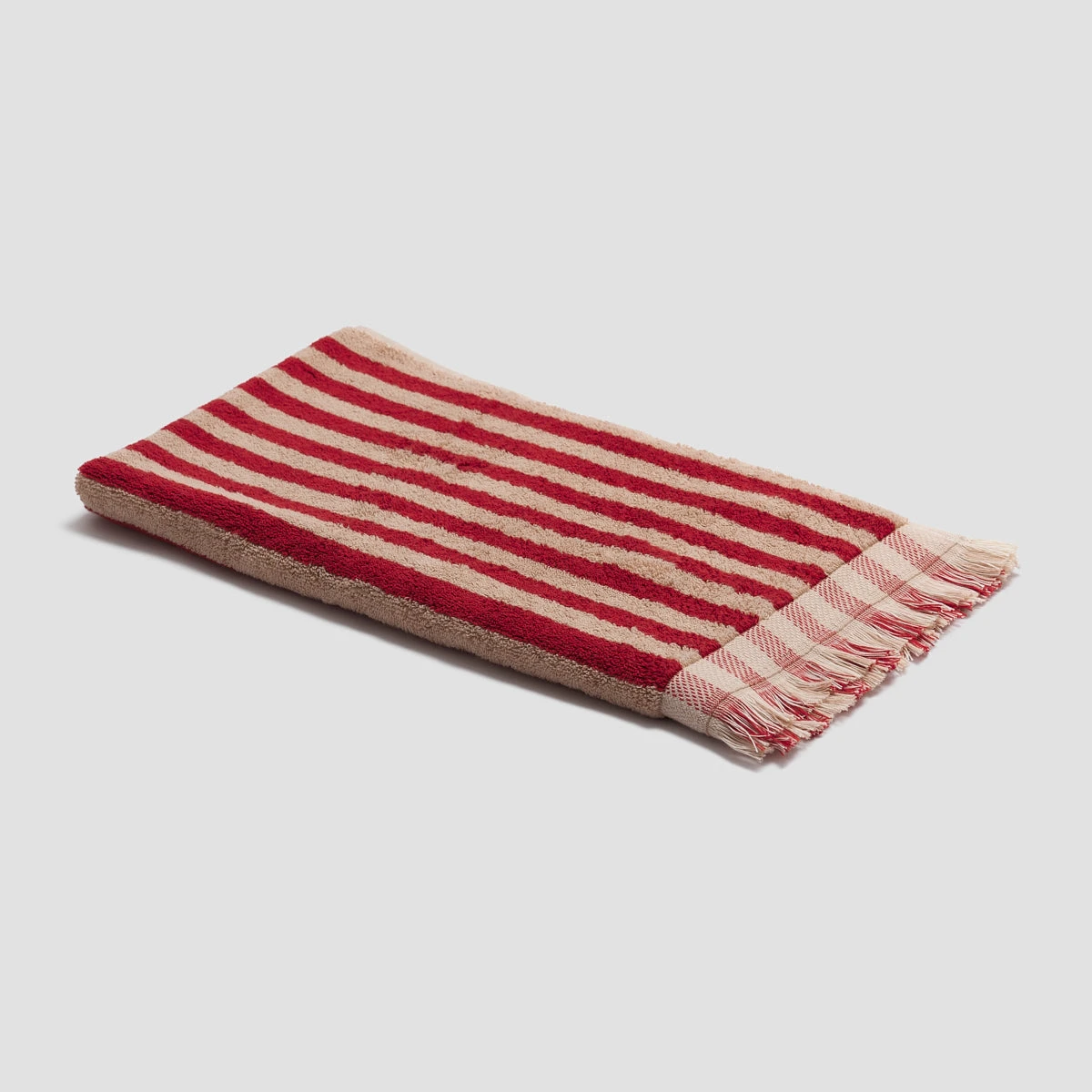Sandstone Red Pembroke Stripe Cotton Hand Towel 5 Sandstone Red Pembroke Stripe Cotton Hand Towel - Image 3