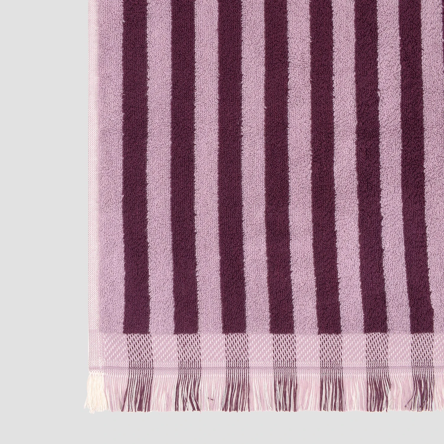 Berry Mauve Pembroke Stripe Cotton Towels 6 Berry Mauve Pembroke Stripe Cotton Towels - Image 4