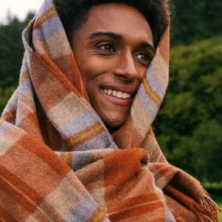 Burnt Orange Check Cabin Wool Blanket 12 Burnt Orange Check Cabin Wool Blanket -Home Luxury Store PigletinBed CabinWoolBlanket BurntOrange Lifestyle 4