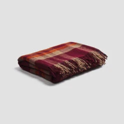 Berry Check Cabin Wool Blanket -Home Luxury Store PigletinBed CheckCabinWoolBlanket Berry 1 GreyBG