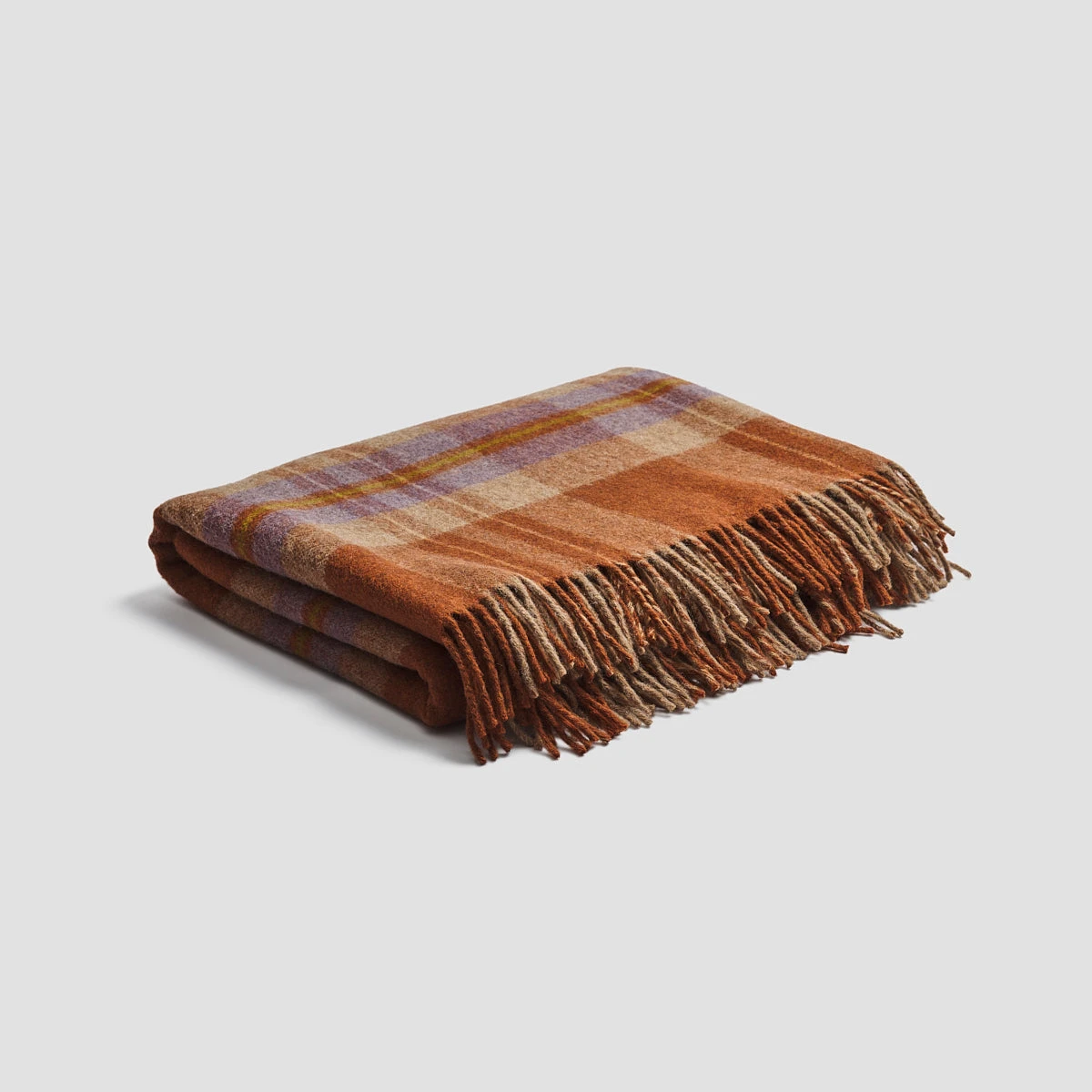 Burnt Orange Check Cabin Wool Blanket 6 Burnt Orange Check Cabin Wool Blanket - Image 4
