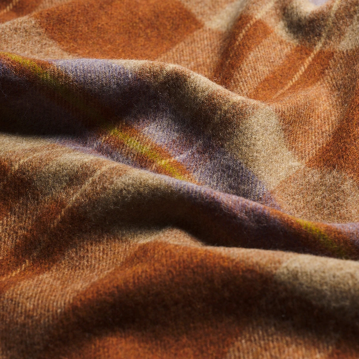 Burnt Orange Check Cabin Wool Blanket 4 Burnt Orange Check Cabin Wool Blanket - Image 2