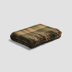 Fern Green Check Cabin Wool Blanket -Home Luxury Store PigletinBed CheckCabinWoolBlanket FernGreen 1 GreyBG