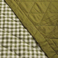 Botanical Green Gingham Linen Quilt -Home Luxury Store PigletinBed GinghamCottonLinenQuilt BotanicalGreen 4