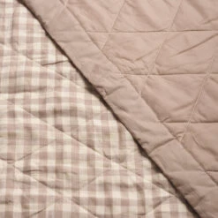 Mushroom Gingham Linen Quilt -Home Luxury Store PigletinBed GinghamCottonLinenQuilt Mushroom 4