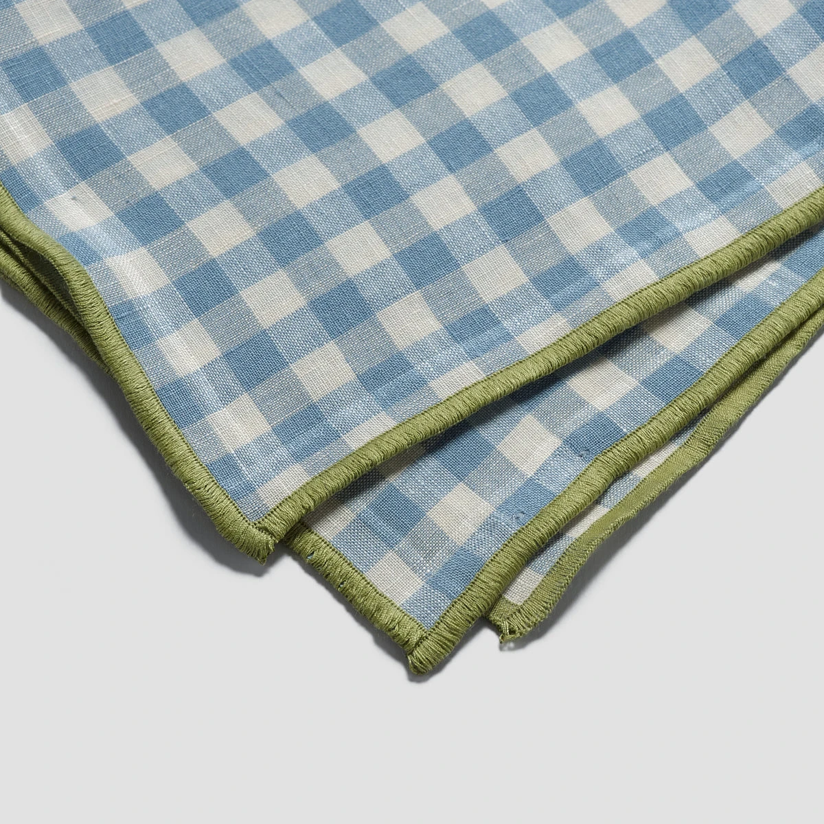 Warm Blue Gingham Linen Tablecloth 5 Warm Blue Gingham Linen Tablecloth - Image 3
