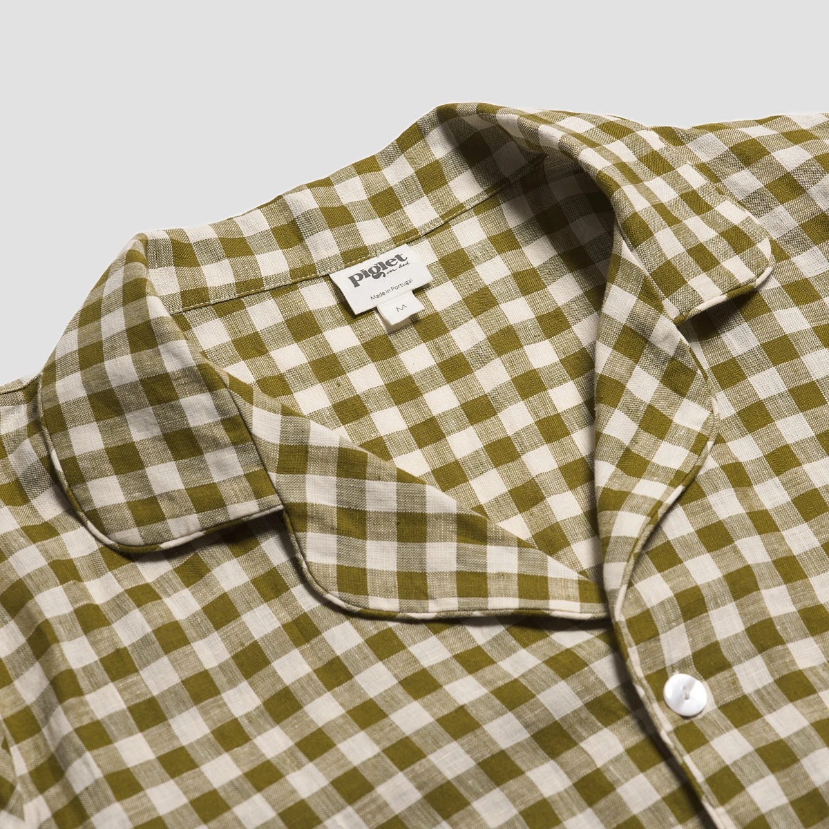 Men's Botanical Green Gingham Linen Pyjama Trouser Set 5 Men's Botanical Green Gingham Linen Pyjama Trouser Set - Image 3