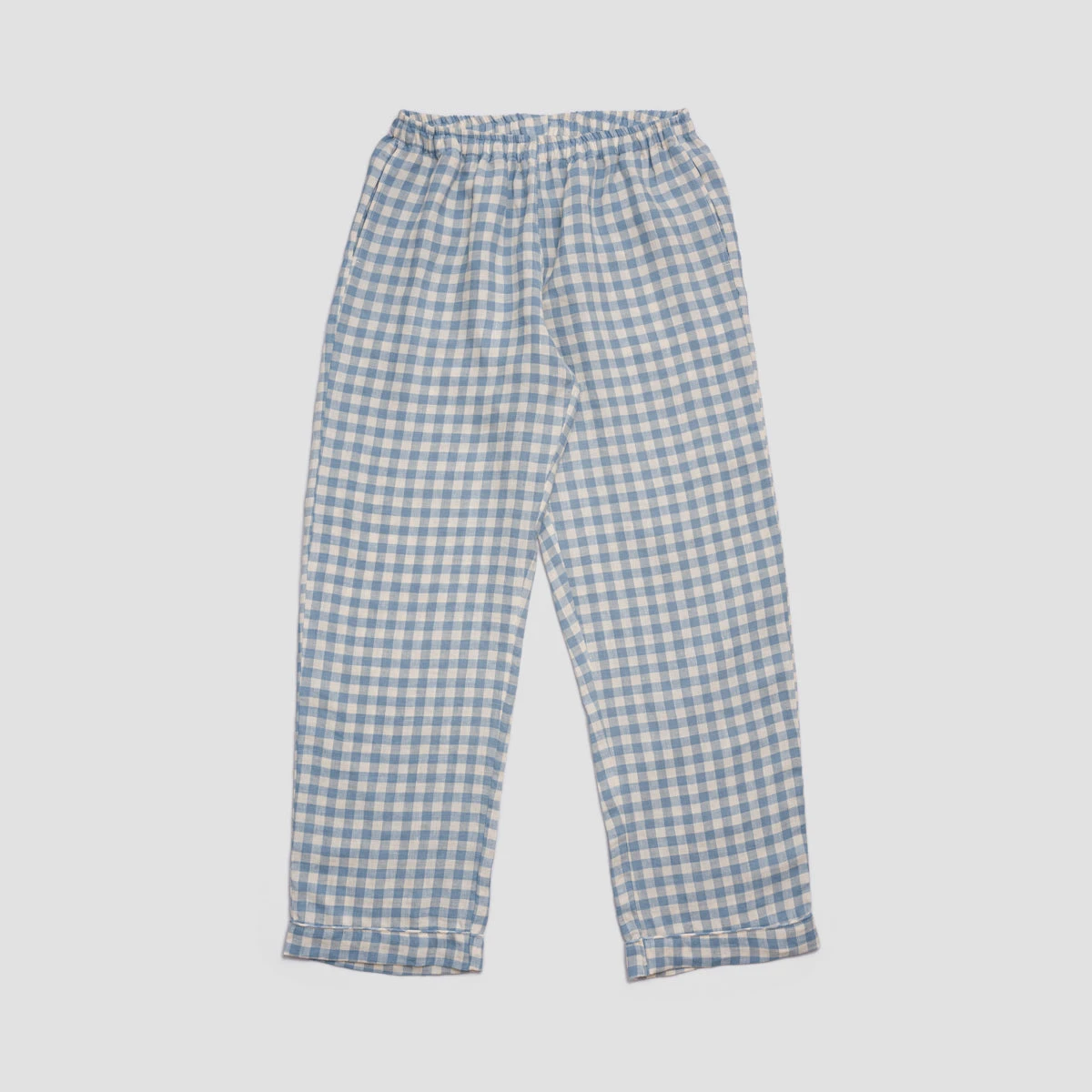 Men's Warm Blue Gingham Linen Pyjama Trouser Set 8 Men's Warm Blue Gingham Linen Pyjama Trouser Set - Image 6