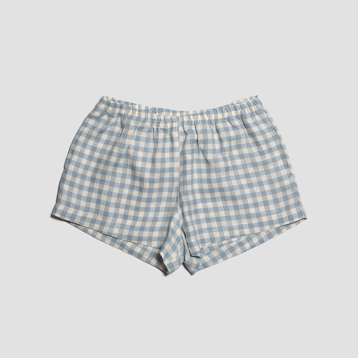 Warm Blue Gingham Linen Pyjama Shorts 4 Warm Blue Gingham Linen Pyjama Shorts - Image 2