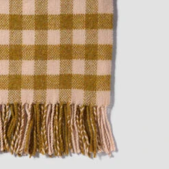 Ochre Gingham Wool Blanket -Home Luxury Store PigletinBed GinghamWoolBlanket Ochre 2 greyBG