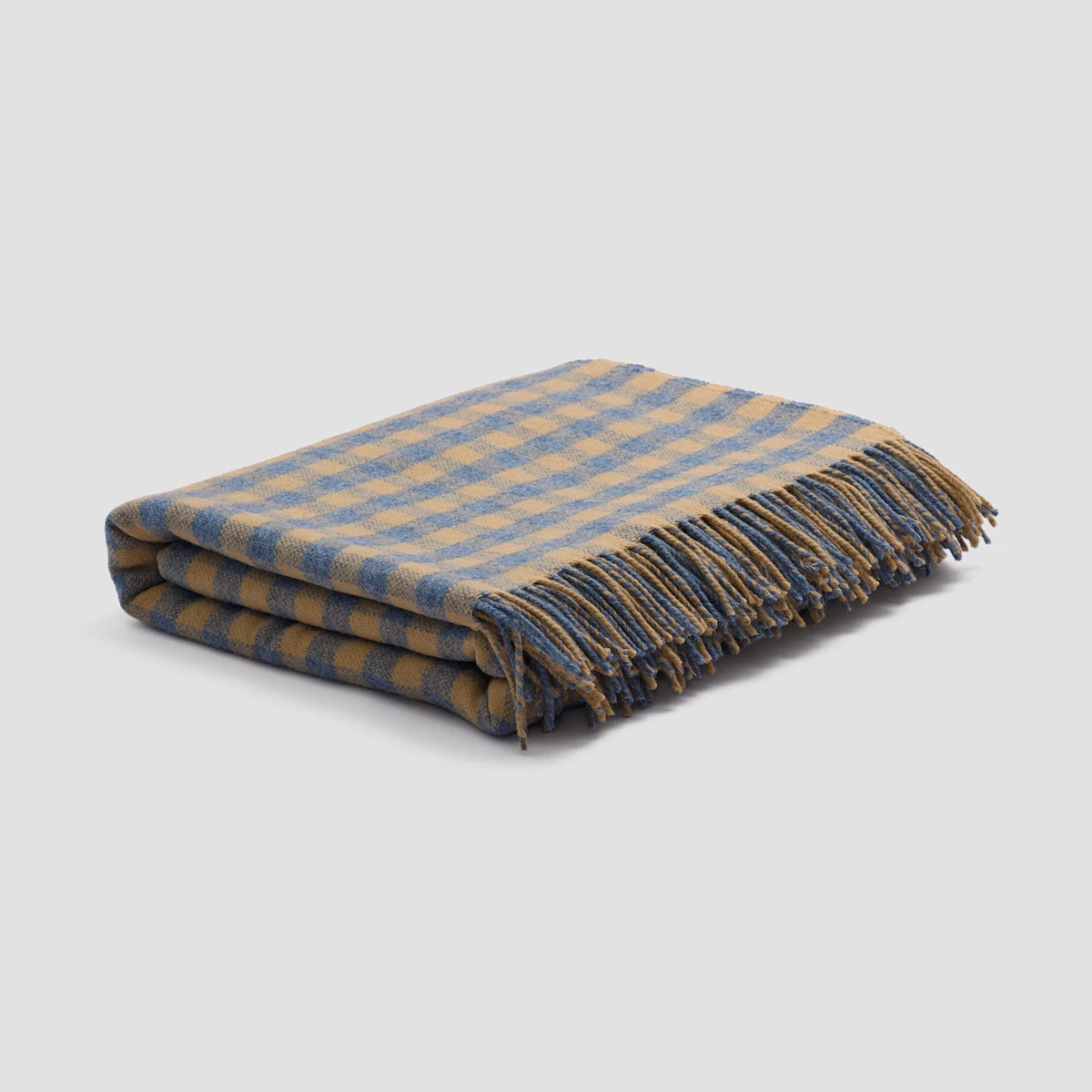 Warm Blue Gingham Wool Blanket 4 Warm Blue Gingham Wool Blanket - Image 2