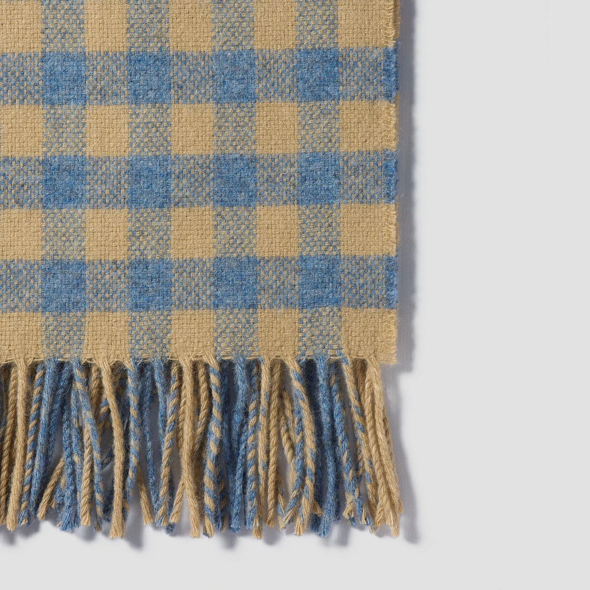 Warm Blue Gingham Wool Blanket 5 Warm Blue Gingham Wool Blanket - Image 3