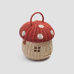 Red Mushroom Basket -Home Luxury Store PigletinBed KidsAccessories MushroomBasket Red 2 GreyBG