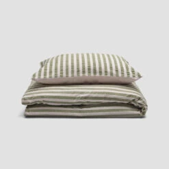 Pear Seersucker Kids Stripe Cotton Bedding Set -Home Luxury Store PigletinBed KidsSeersuckerStripeCottonBedding CotSet Pear 2 GreyBG