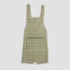 Botanical Green Gingham Linen Apron -Home Luxury Store PigletinBed Kitchen LinenApron BotanicalGreen 1 GreyBG