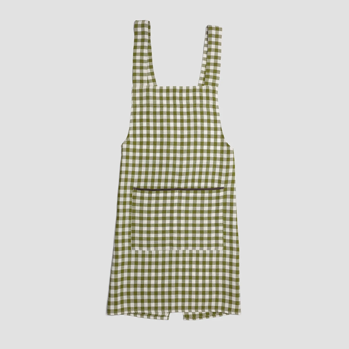 Botanical Green Gingham Linen Apron 3 Botanical Green Gingham Linen Apron