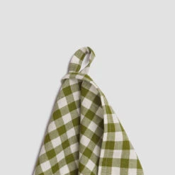 Botanical Green Gingham Linen Tea Towel -Home Luxury Store PigletinBed Kitchen LinenTeaTowel BotanicalGreen 3 GreyBG