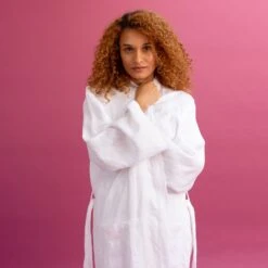 White Linen Robe 11 White Linen Robe -Home Luxury Store PigletinBed LinenRobe White 2