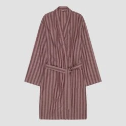 Port & Woodrose Striped Linen Tencel Robe -Home Luxury Store PigletinBed LinenTencelRobe Port Woodrose