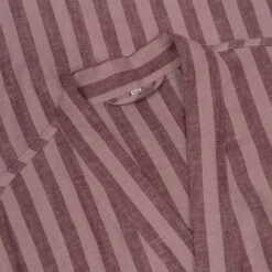 Port & Woodrose Striped Linen Tencel Robe -Home Luxury Store PigletinBed LinenTencelRobe Port Woodrose CollarDetail