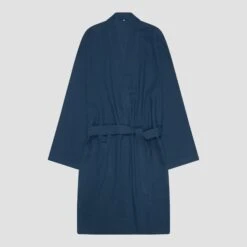 Marine Blue Linen Tencel Robe