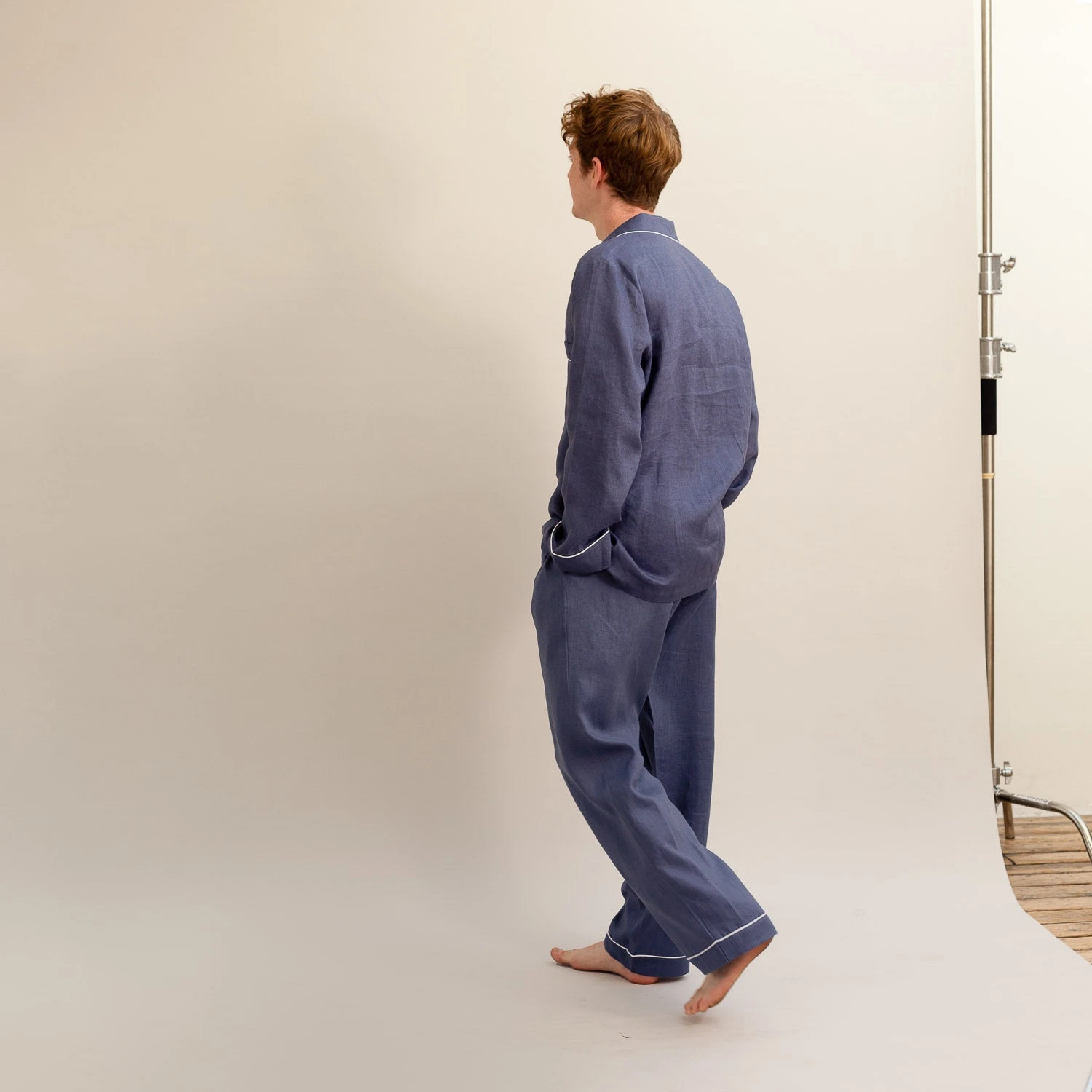 Men's Blueberry Linen Pyjama Trouser Set 4 Men's Blueberry Linen Pyjama Trouser Set - Image 2