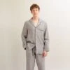 Men's Grey Linen Pyjama Shirt (Top Only) 2 Men's Grey Linen Pyjama Shirt (Top Only) -Home Luxury Store PigletinBed Men sLinenPyjamaTrouserSet Grey 4