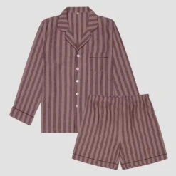 Port & Woodrose Striped Linen Tencel Men's PJ Short Set -Home Luxury Store PigletinBed Men sLinenTencelStripePJ Port Woodrose Shorts