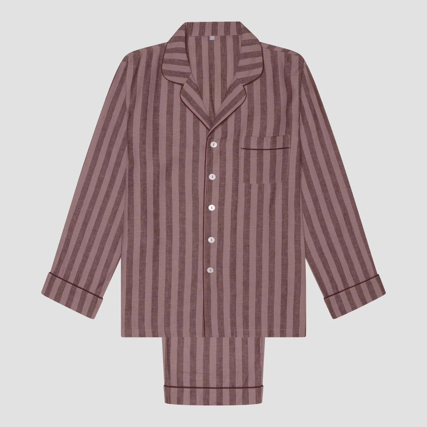 Port & Woodrose Striped Linen Tencel Men's PJ Trouser Set 5 Port & Woodrose Striped Linen Tencel Men's PJ Trouser Set - Image 3
